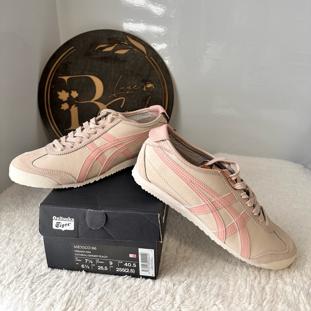Onitsuka Tiger by Asics Women's Mexico 66 Beige and Pink Sneakers
